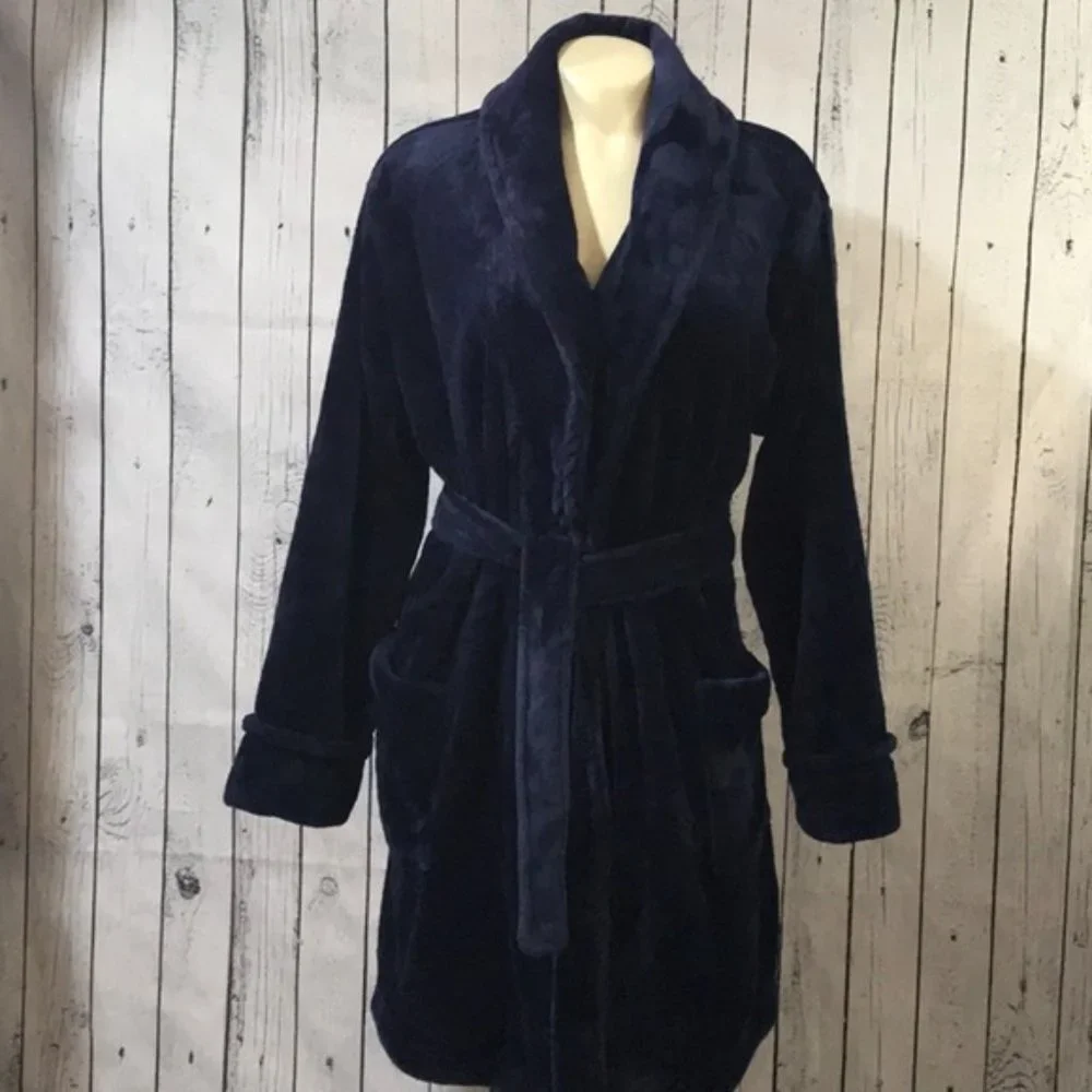 NwoT Sonoma super soft faux fur robe Glitter SLEEP embroidered on back - Picture 2 of 8